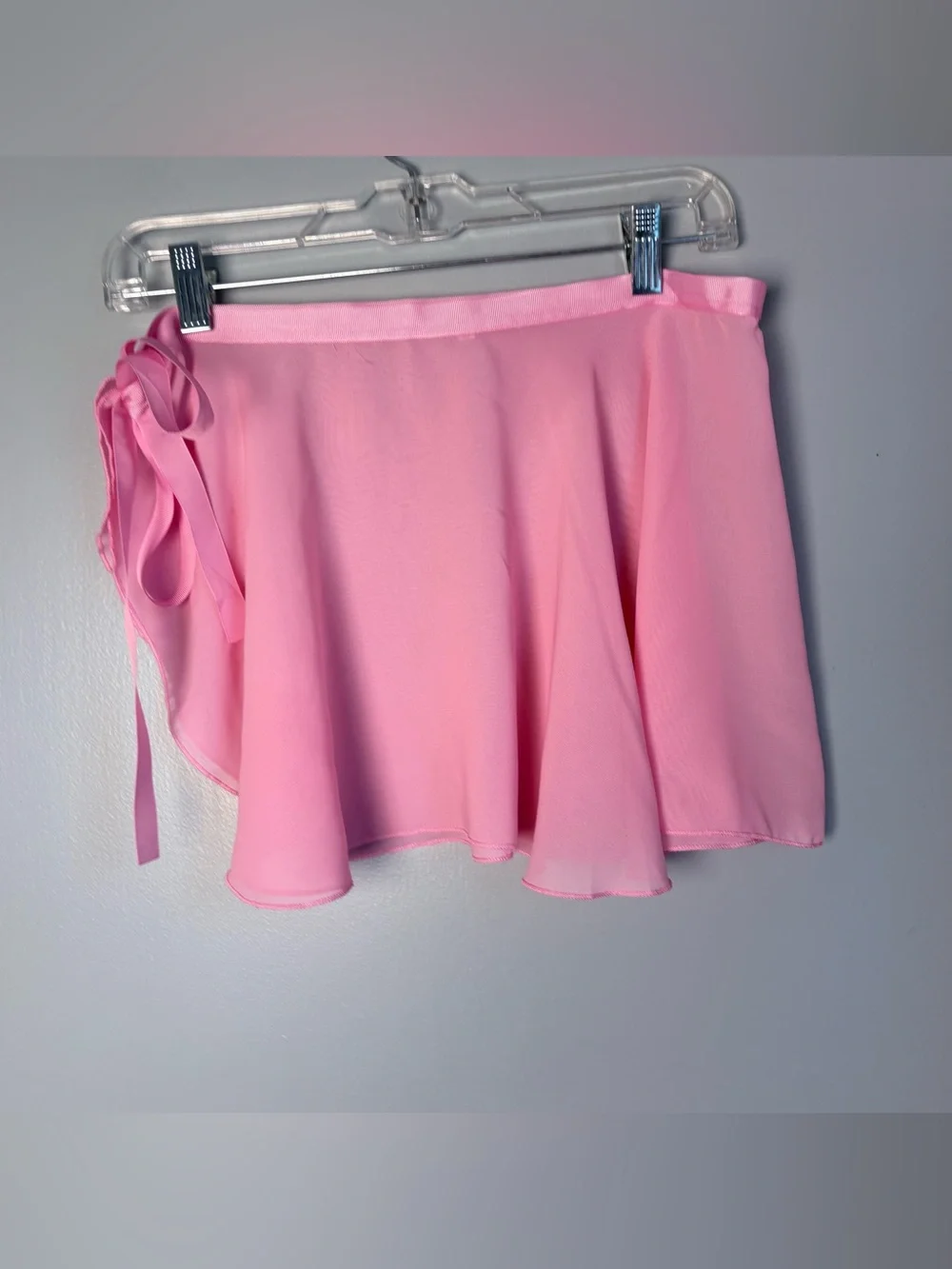 Pink Chiffon Ballet Wrap Skirt Sheer Tie Waist Dance Costume Skirt Youth XL/WS
